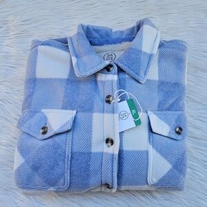 SAGE Women's Plaid Plush Fleece Shirt Jacket Size XL